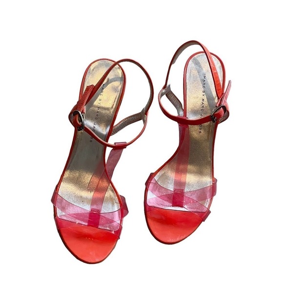 Marc By Marc Jacobs Strappy Sandals Cone Heel Red Women's Size 40 - Picture 5 of 9